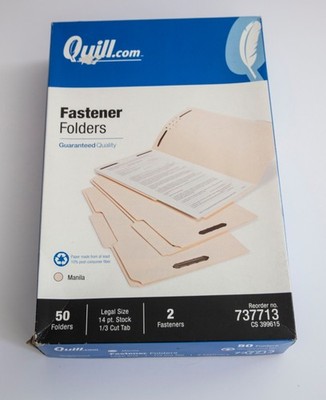 50 Top Tab 2 Fastener Folders-Legal- 1/3-Cut Tabs-Manila-New In Box