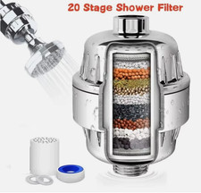 20 Stage Shower Filter Vitamin C Hard Water Chlorine Removal Universal UK