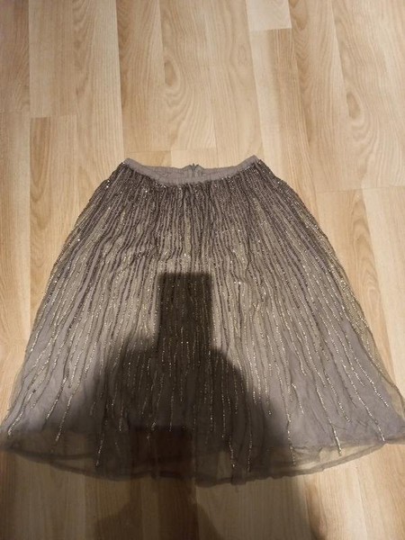 Women French Connection Skirt Grey Nylon 40 / L /