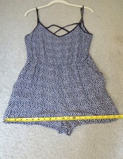 H M Divided Navy Blue w/ White Mini Daisy Floral Print Sleeveless Romper Sz 8