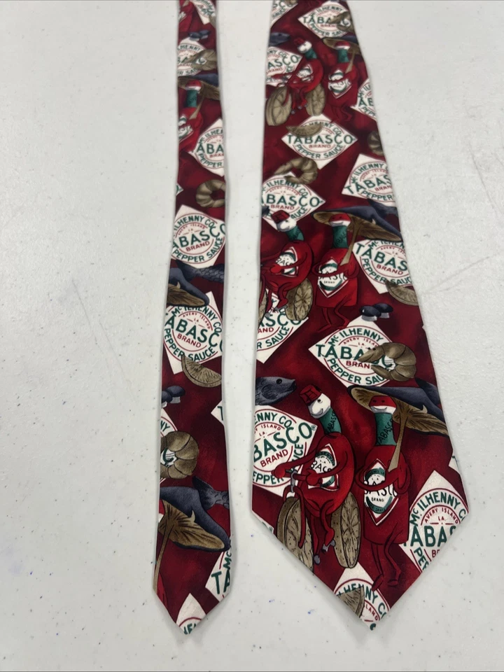 Tabasco мужской красный новинка Hot соус узор шелк шеи галстук $78 - Изображение 2 из 4