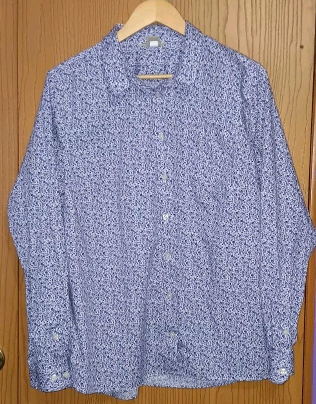 Duluth Trading Long Sleeve Button Up Womens Size 2XL Purple Floral Print Collar