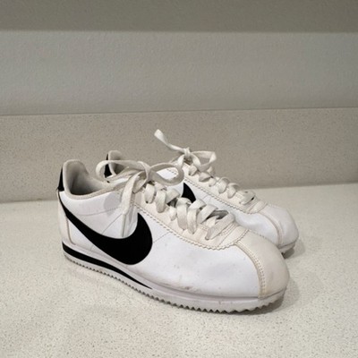 Nike Cortez Basic Leather White Black Women s Low Top Athletic Sneakers 