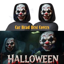 Universal Fit Cracked Evil Clown Costume Front Seat Head Rest Cover Accessories