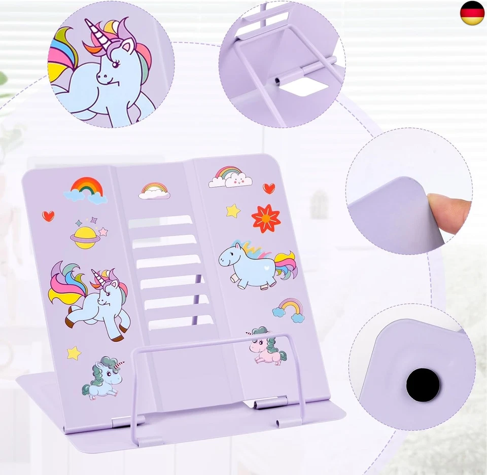 WuGU Buchständer Metall, verstellbarer Faltbarer Buchständer kinder, M - Bild 2 von 4