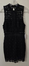 ASTR the Label Vivian Sleeveless Eyelet Crochet Lace Bodycon Dress Size:XS BLACK