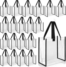 Saintrygo 20 Pack Clear Tote Bags Bulk 12 X 12 X 6 PVC Plastic Tote Bag with Han