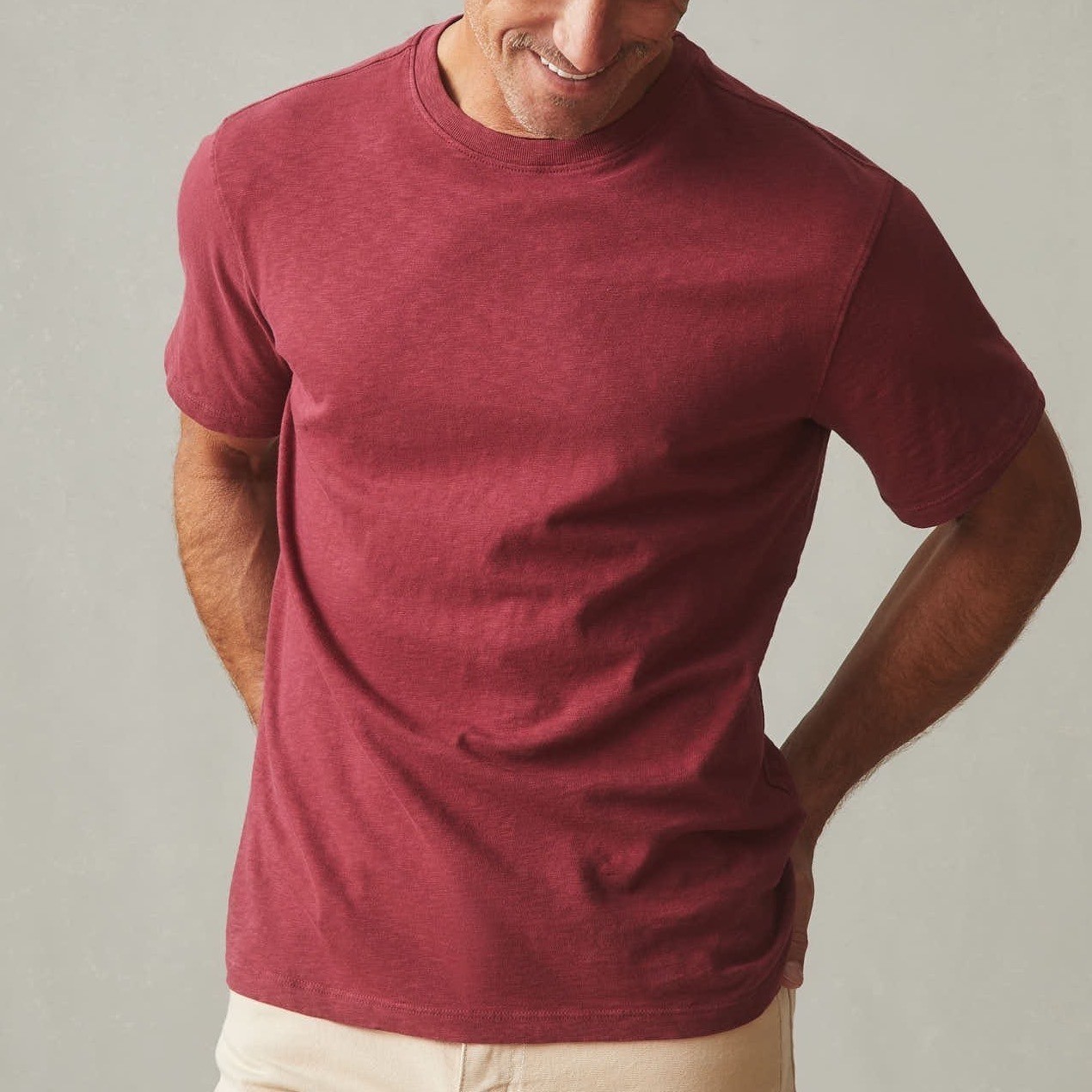 American Giant Premium Slub T-Shirt Men Medium Red Cotton Short Sleeve Crew Neck
