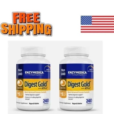 2 Pack Enzymedica Digest Gold Advanced Support 240 Capsules! Exp 12/2027