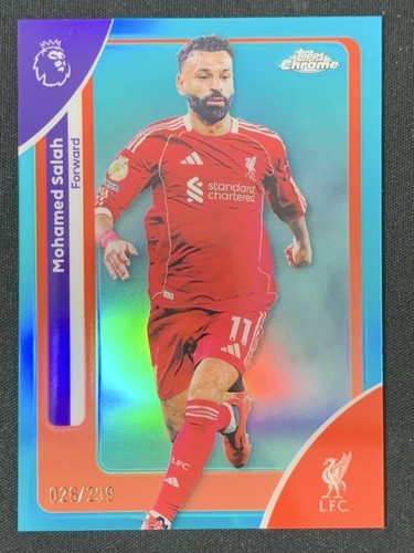 Mohamed Salah 2025-26 Topps Chrome Premier League Teal Refractor Base /299 #118
