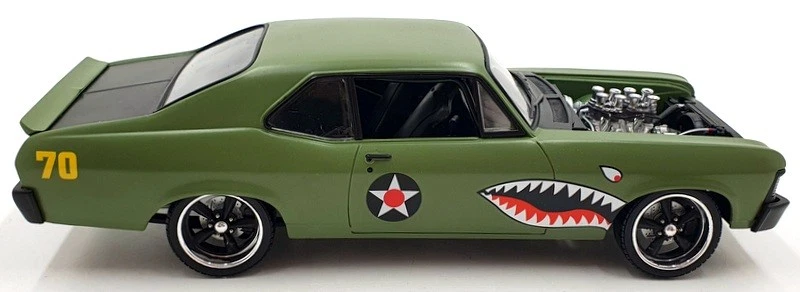 GMP 1/18 Scale Diecast 18957-B - 1970 Chevrolet Nova Warhawk - Green - Image 4 of 4