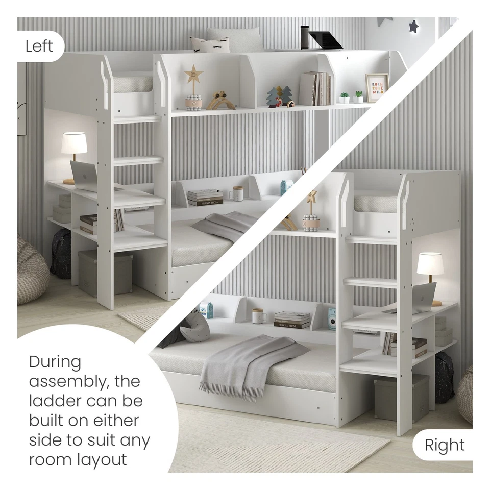 White Bunk Bed with Storage Shelves - Freddie FRD001 - Image 2 of 4
