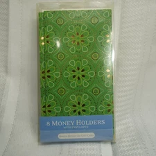 Greenbrier Money Holders with Envelopes Set of 8 Green Foil Gift Card For You
