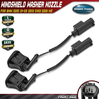 #ad 2Pcs Front Side Windshield Washer Nozzle w Heating for BMW E39 525i 530i 540i $26.99