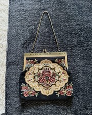 Vintage Tapestry Purse Floral Needlepoint Chain Strap