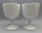 Vtg FTD 1975 Milk Glass Footed 6.5” Oak Leaf Vase Planter Compote Chalice Set