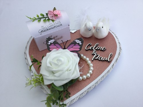Geldgeschenk Hochzeit Hochzeitsgeschenk Tauben Herz personalisiert