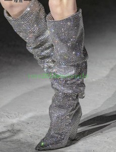knee high rhinestone boots