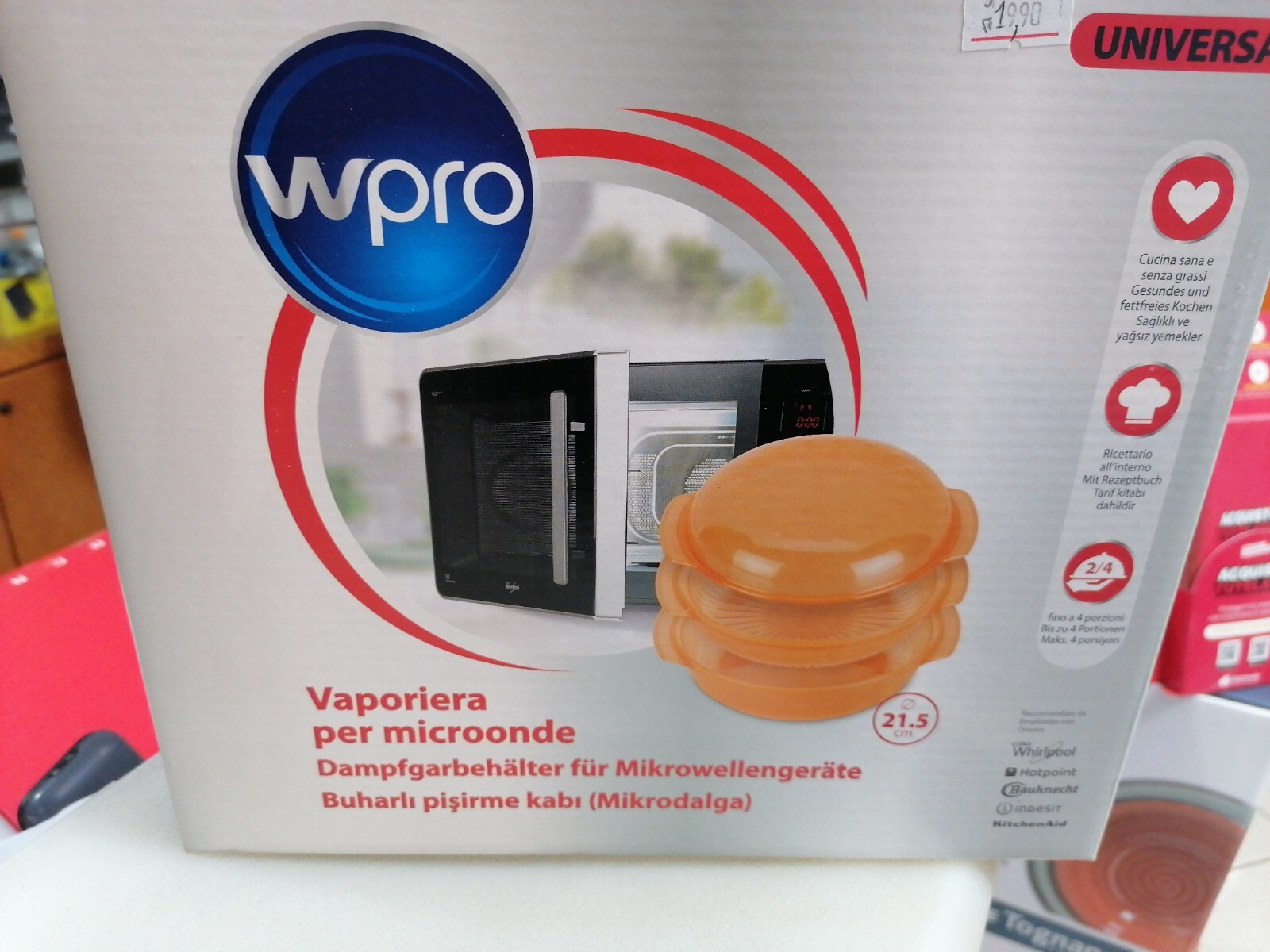 Vaporiera Tonda per Microonde 1,5 lt Originale WHIRLPOOL STM006 - 482000006222