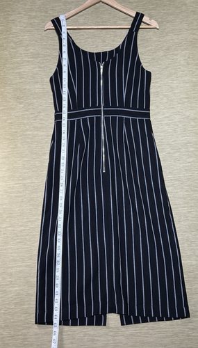 Oliver Bonas Pencil Dress Size 10 Black Pinstriped Sleeveless Pockets New - Picture 7 of 14