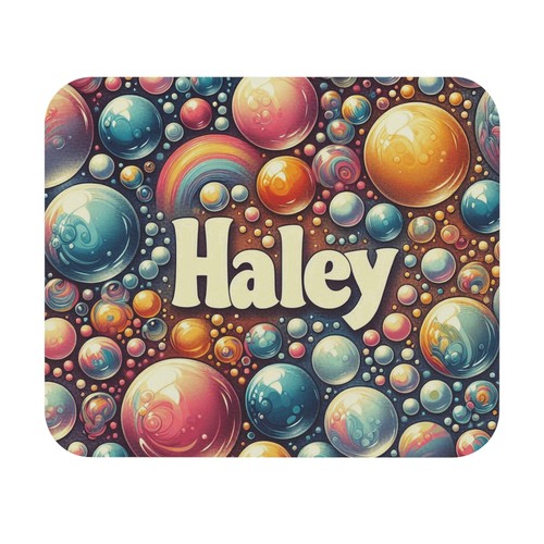 Mouse Pad (Rectangle) HALEY Personalized Multicolored Bubbles Design 1, Gift