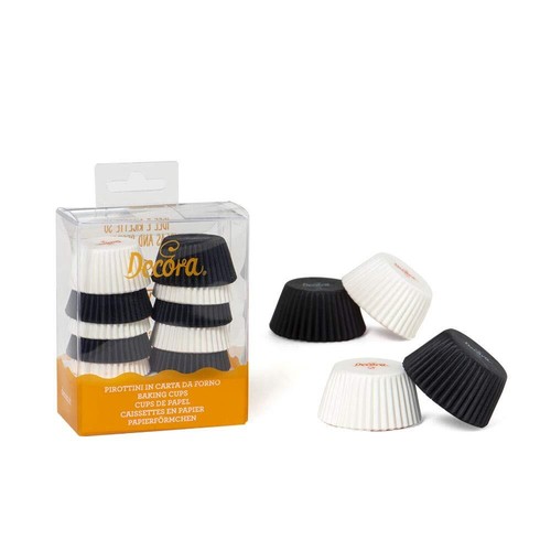 COD. 0339752 Paquet 200 CAISSETTES Mini Muffin Blanc ET Noir 32 X 22 MM