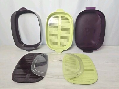 Tupperware Oval Microwave Cooker 6 Piece Set Multi Level Steamer Vegetable Meat