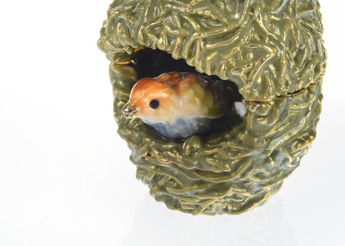 Green Bird nest Trinket Box Hand made by Keren Kopal with Austrian Crystals - Picture 8 of 9