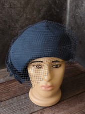 Kangol Design Navy Pillbox Wedding Hat With Veil Vintage