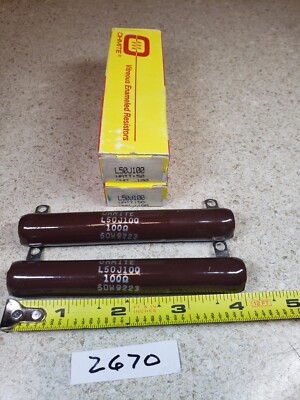 Lot of (2) Ohmite L50J100 100 Ohm 5% 50W Wire Wound Power Resistor - New!