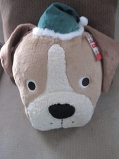 NWT Large Novogratz Holiday Plush Christmas Puppy Dog Throw Pillow Santa Hat