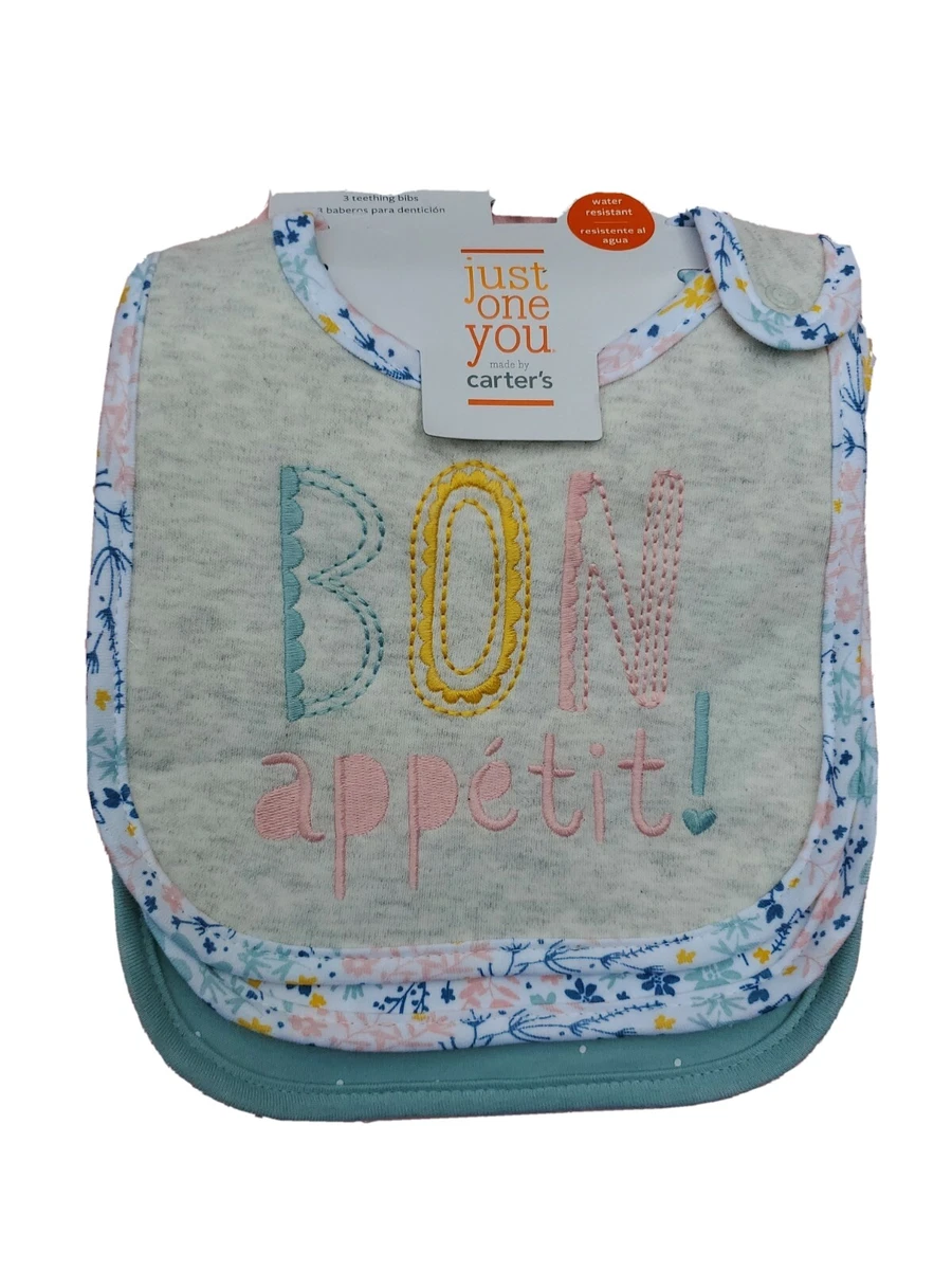 New Just One You by Carter s 3 Pack Bibs Girls Bon Appetit Feeding Time Floral
