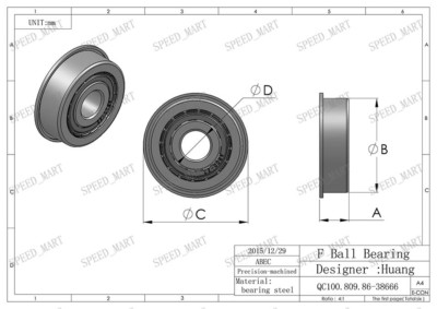 2 x F696zz Mini Metal Double Shielded Flanged Ball Bearings (6mm