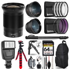 Nikon NIKKOR Z 20mm f/1.8 S Lens -3 Lens Kit Slave Flash Tripod - 64GB Kit