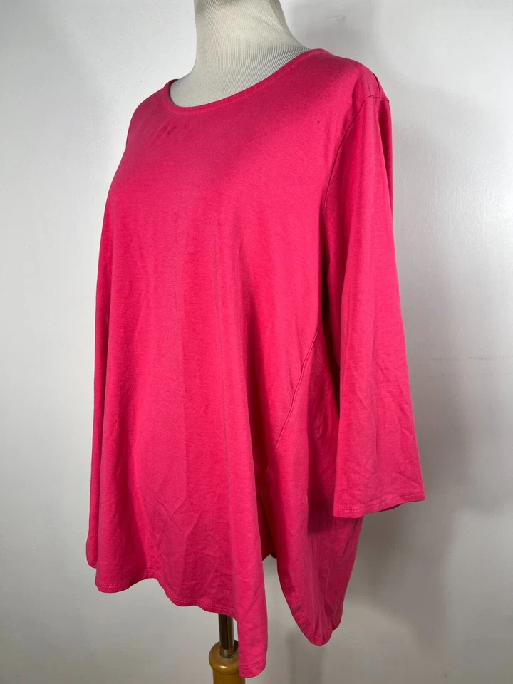 Рубашка Susan Graver 1XP 1X Petite Top Weekend Essentials розовая рукав 3/4 V6 - Изображение 4 из 4