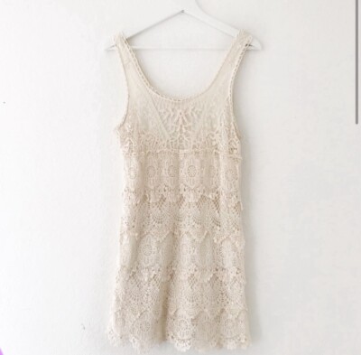 URBAN OUTFITTERS / STARING AT STARS ~ Oatmeal Crocheted Tiered Dress ~ Size M | eBay URBAN OUTFITTERS / STARING AT STARS ~ Oatmeal Crocheted Tiered Dress ~ Size M | eBay