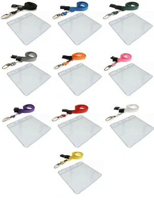 HERTFORD SHOP ID Badge Card Plastic Pocket Holder & Neck Strap Lanyard Metal Lobster Clip