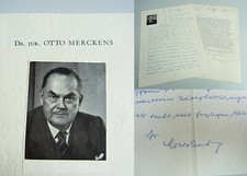 Lawyer Otto Merckens (1878-1962): 2 letters Bad Eilsen 1958 and 1960 to Thorner