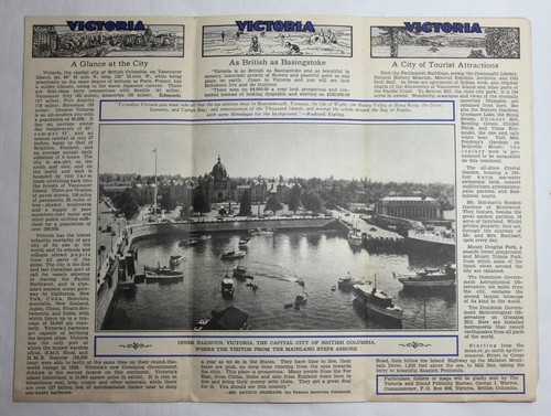 CANADA/ Vintage VICTORIA, BRITISH COLUMBIA Travel Guide Brochure/ Harbour/ Map - Picture 3 of 5