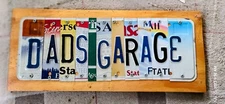 ⭐DADS GARAGE -Custom Made License Plate Embossed Letter Wall Sign Hanger