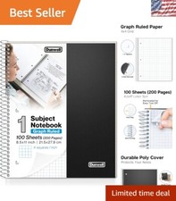 100 Sheet 4x4 Graphing Notebook - Spiral-Bound with Plastic Cover and Pockets