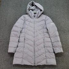 Lauren Ralph Lauren Coat Womens Large Gray Puffer Quilted Down Mix Black Label