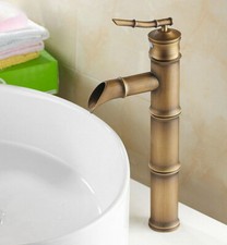 Antique Brass Bamboo Style Waterfall Bathroom Faucet Sink Mixer Tap 2nf107