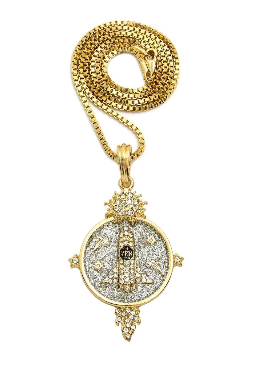 Hip Hop Sparkled Two Tone YRN Rocket Pendant 24 Hip Hop Sparkled Two Tone YRN Rocket Pendant 24