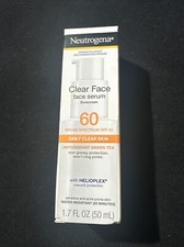 Neutrogena Clear Face Face Serum Sunscreen SPF 60 With GreenTea 1.7oz Exp12/27