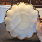 Vintage Anchor Hocking tri-divided egg/relish plate gold edges 9.75"