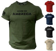 Made in America T Shirt USA Flag Military Patriotic Tee