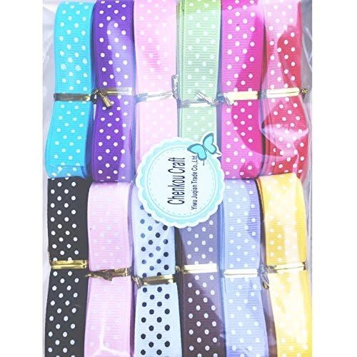 24 Yards 5/8" Dot Grosgrain Ribbon Total 12 Colors Mix Lots Bulk (Multi-Color... - Image 3 of 4