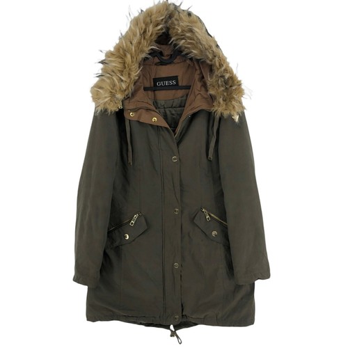 GUESS Green Hooded Padded Parka Coat 