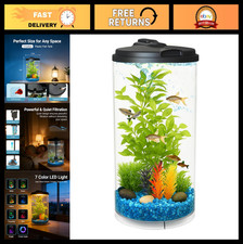 3-Gallon LED Aquarium with 7 Color Lighting Power Filter, Impact-Resistant, Id